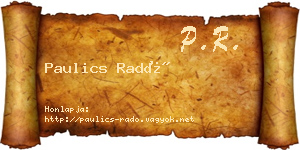 Paulics Radó névjegykártya